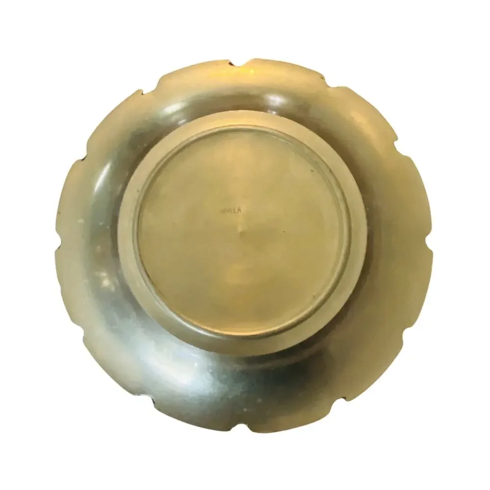 Vintage Mid Century Embossed Brass Trinket Dish Ashtray Made in Korea 5.875